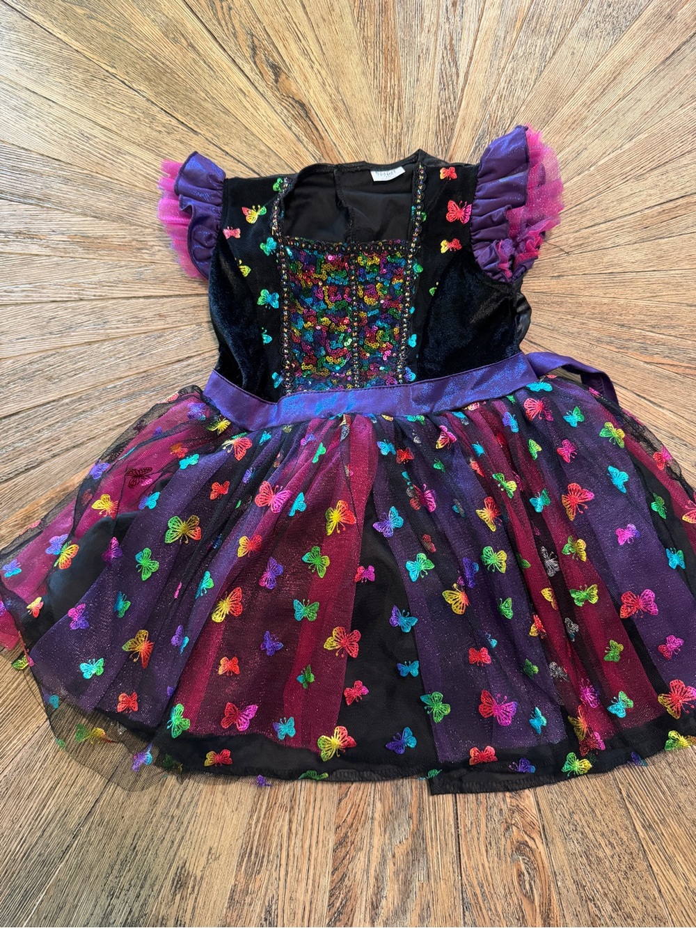 Girls Light Up Pixie Fairy Princess Costume 5-6T Colorful Rainbow Sequin Tulle